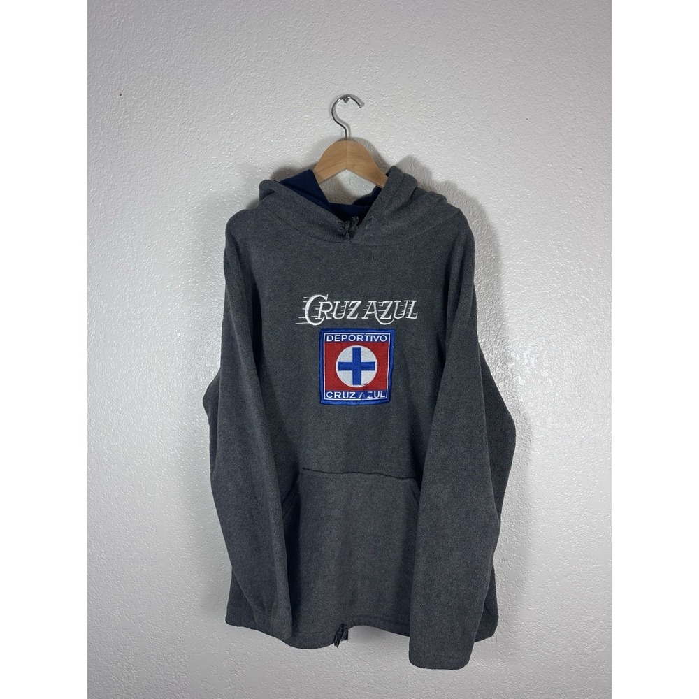 Cruz Azul Deportivo Soccer Fleece Hoodie Gray Sport-Tek Made in USA Mens Large